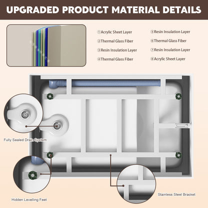 47' Acrylic Freestanding Bathtub ,Spacious rectangle Shape, Gloss White Finish, Chrome Overflow & Pop - Up Drain CUPC Certificate - 1st Choice Furniture Direct