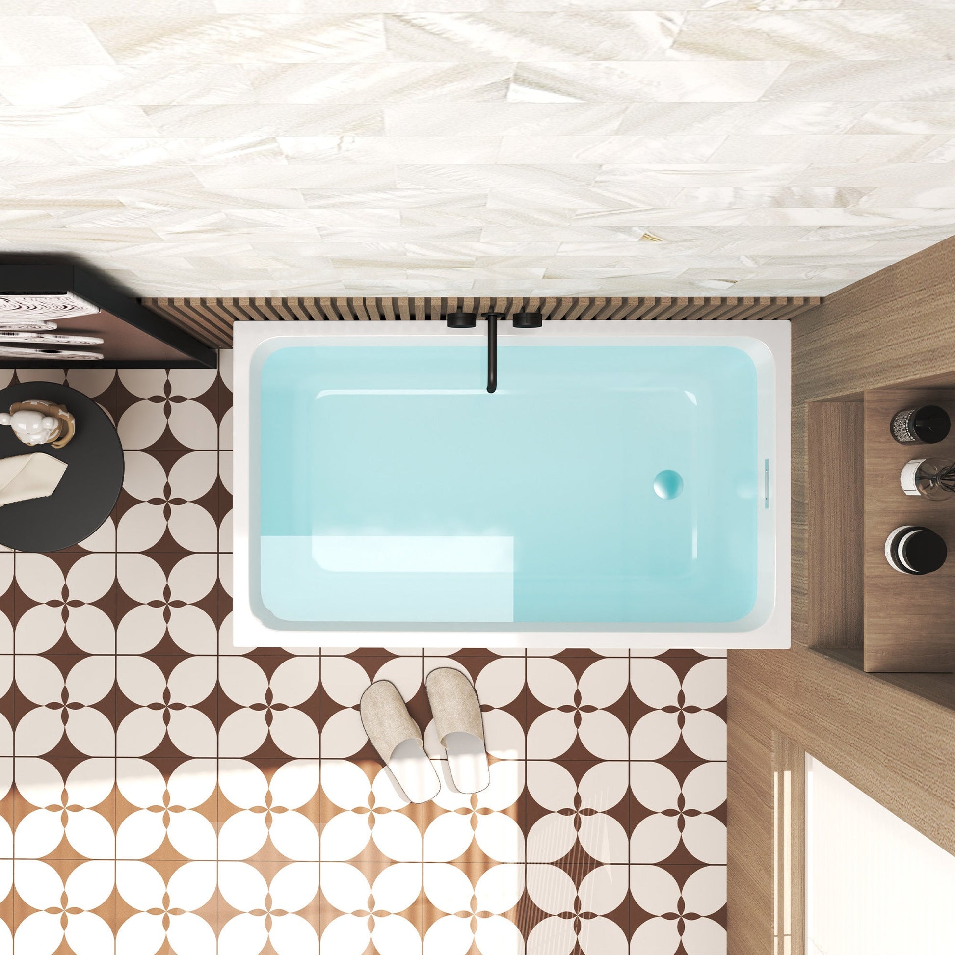 47' Acrylic Freestanding Bathtub ,Spacious rectangle Shape, Gloss White Finish, Chrome Overflow & Pop - Up Drain CUPC Certificate - 1st Choice Furniture Direct