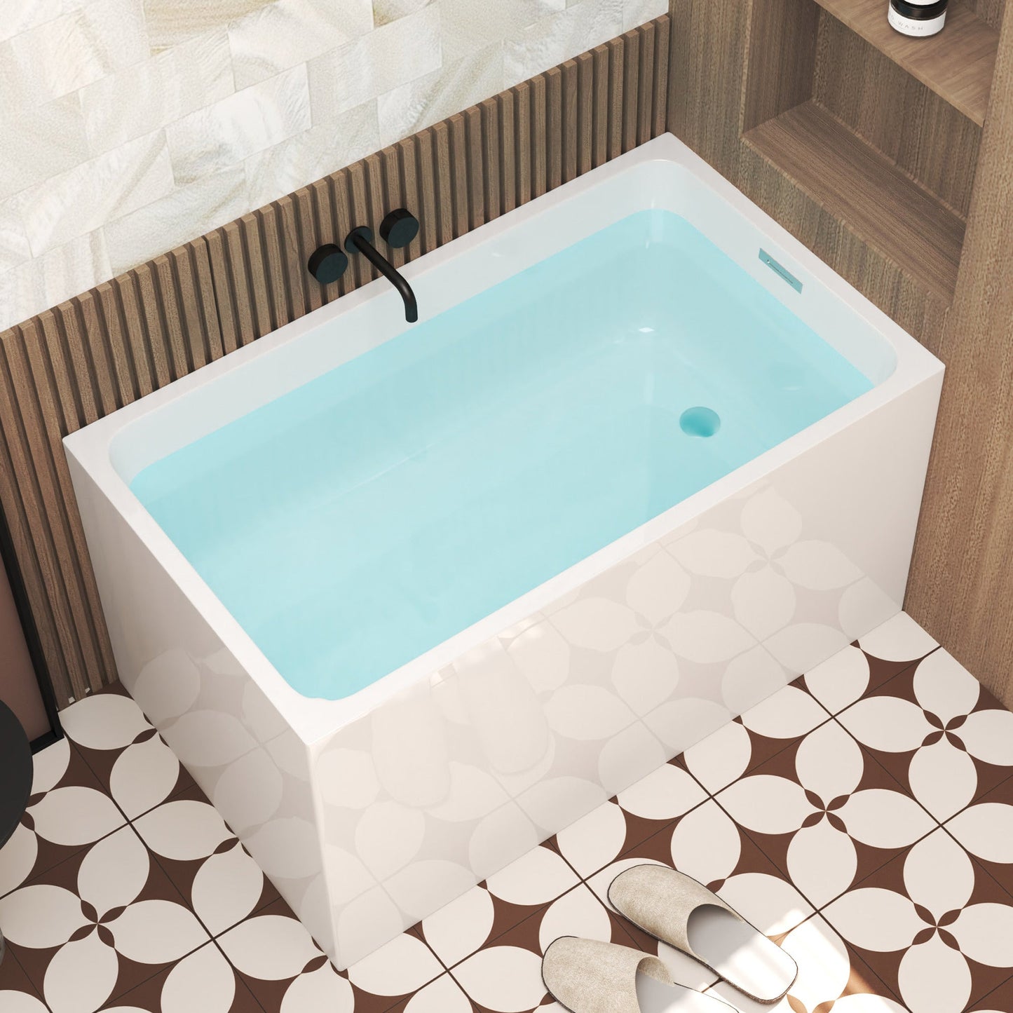 47' Acrylic Freestanding Bathtub ,Spacious rectangle Shape, Gloss White Finish, Chrome Overflow & Pop - Up Drain CUPC Certificate - 1st Choice Furniture Direct