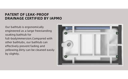 47' Acrylic Freestanding Bathtub with seat: Spacious rectangle Shape, Gloss White Finish, Chrome Overflow & Pop - Up Drain CUPC Certificate - 1st Choice Furniture Direct