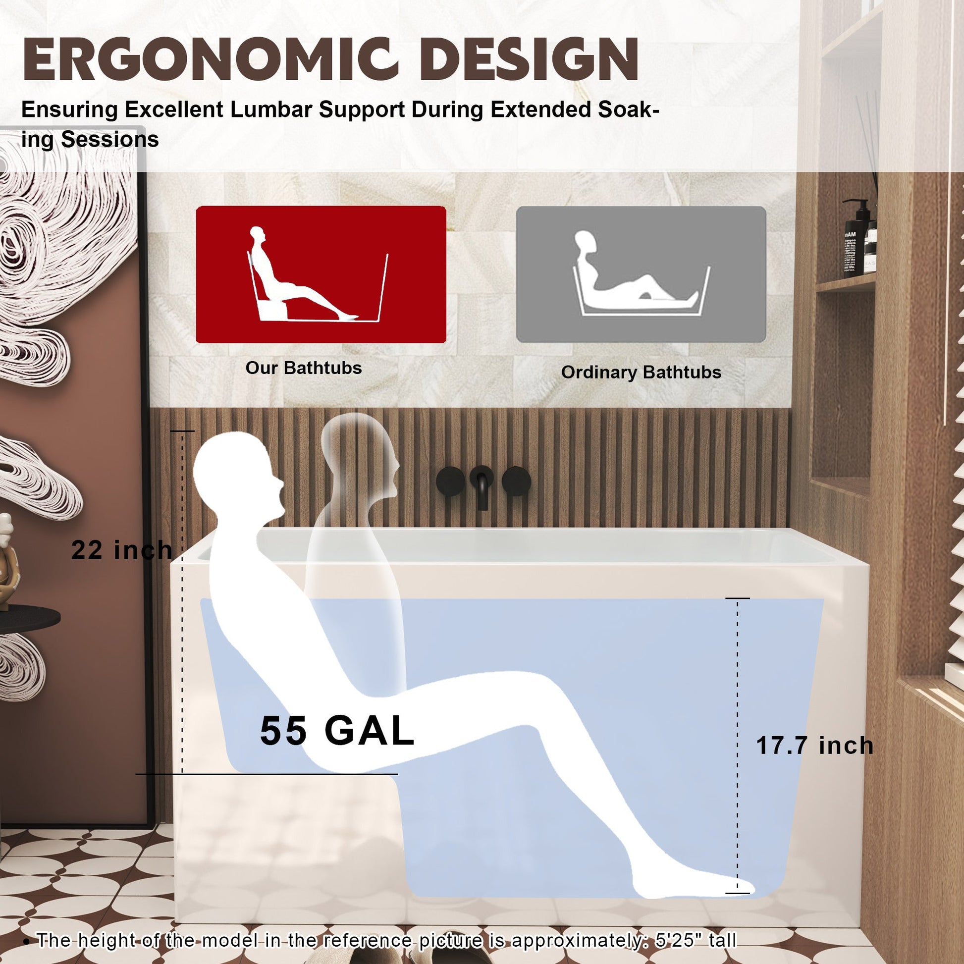 47' Acrylic Freestanding Bathtub with seat: Spacious rectangle Shape, Gloss White Finish, Chrome Overflow & Pop - Up Drain CUPC Certificate - 1st Choice Furniture Direct