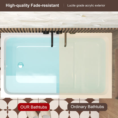 47' Acrylic Freestanding Bathtub with seat: Spacious rectangle Shape, Gloss White Finish, Chrome Overflow & Pop - Up Drain CUPC Certificate - 1st Choice Furniture Direct