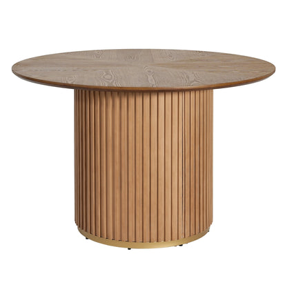 47-Inch Round Natural Pedestal Dining Table - 1st Choice Furniture Direct