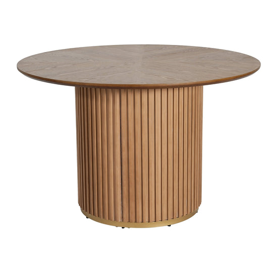 47-Inch Round Natural Pedestal Dining Table - 1st Choice Furniture Direct