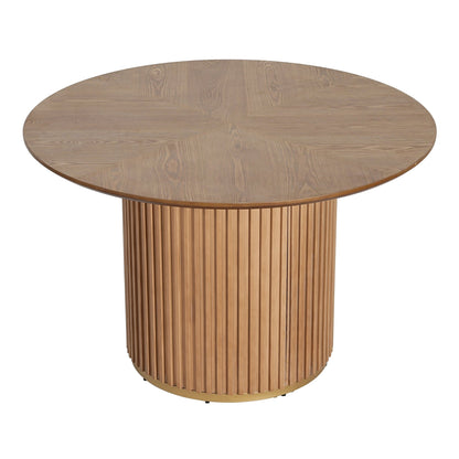 47-Inch Round Natural Pedestal Dining Table - 1st Choice Furniture Direct