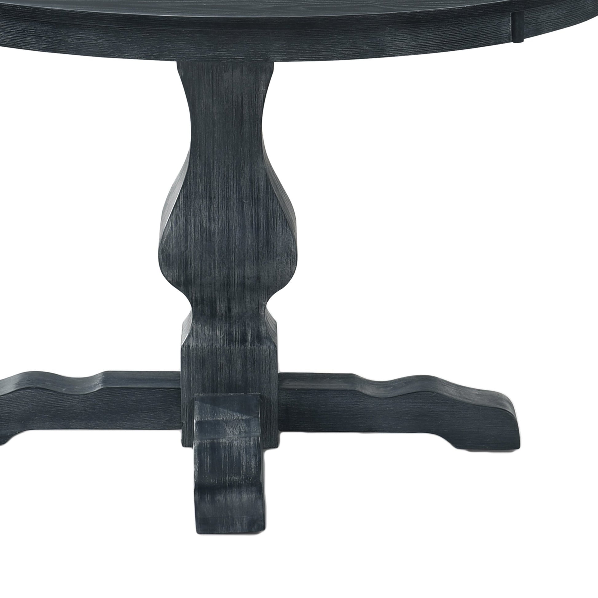 47-Inch Rustic Round Pedestal Dining Table in Charcoal Gray - 1st Choice Furniture Direct