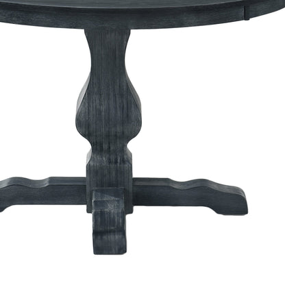 47-Inch Rustic Round Pedestal Dining Table in Charcoal Gray - 1st Choice Furniture Direct