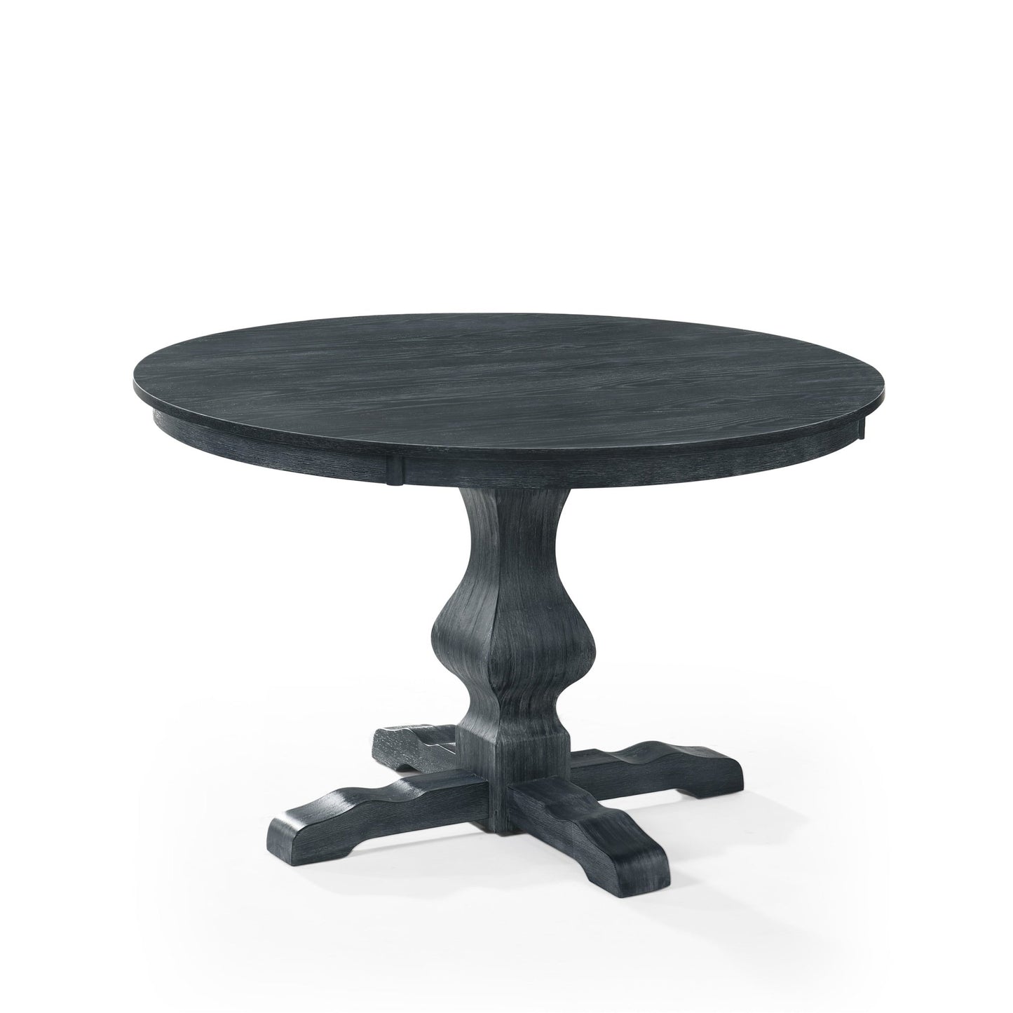 47-Inch Rustic Round Pedestal Dining Table in Charcoal Gray - 1st Choice Furniture Direct