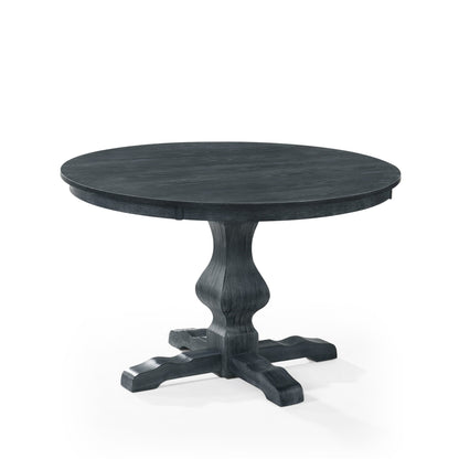 47-Inch Rustic Round Pedestal Dining Table in Charcoal Gray - 1st Choice Furniture Direct