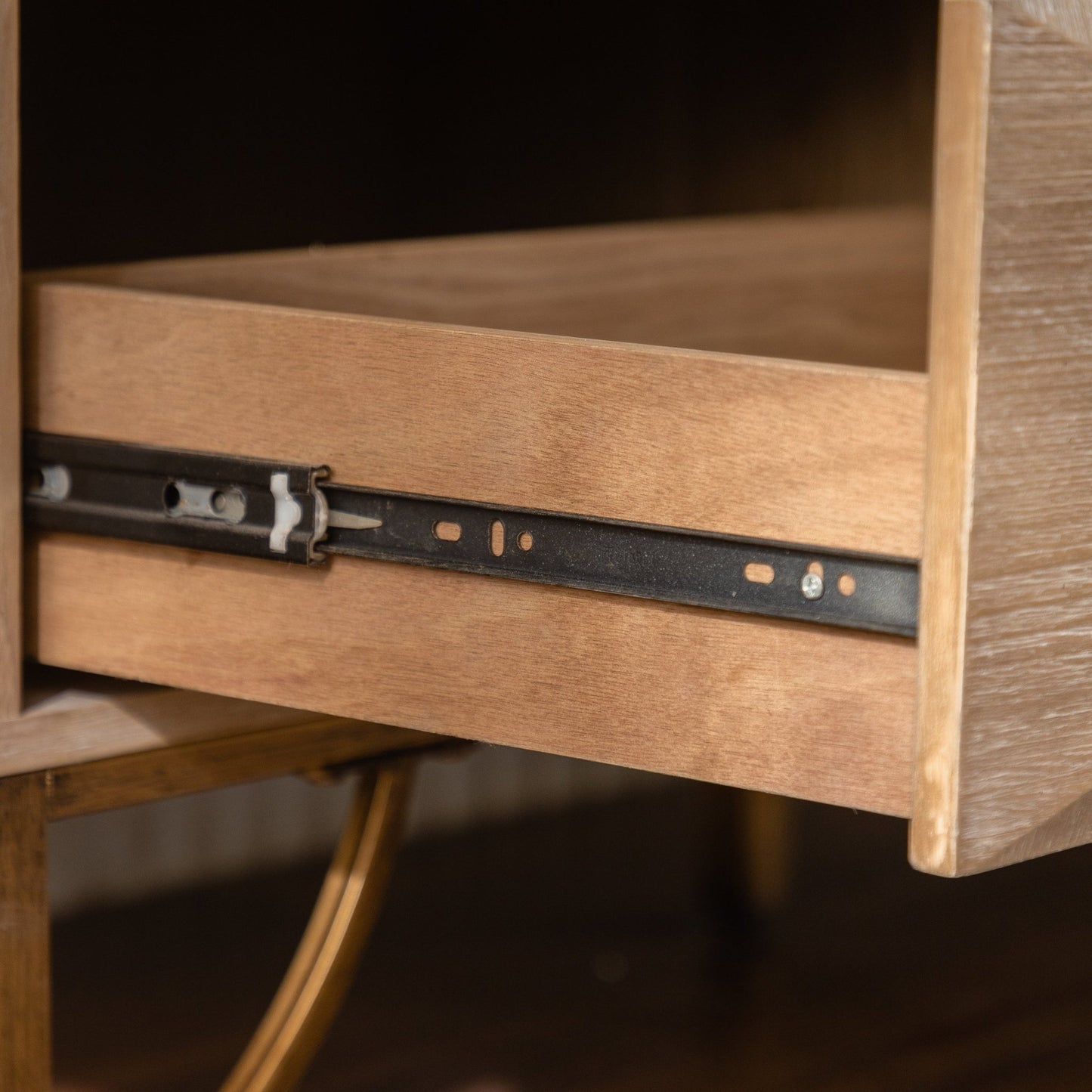 47.24' Light Wood 6 - Drawer Dresser - Geometric Relief Chest of Drawers with Gold Metal Legs, Modern Sideboard Console Table for Living Room/Bedroom - 1st Choice Furniture Direct