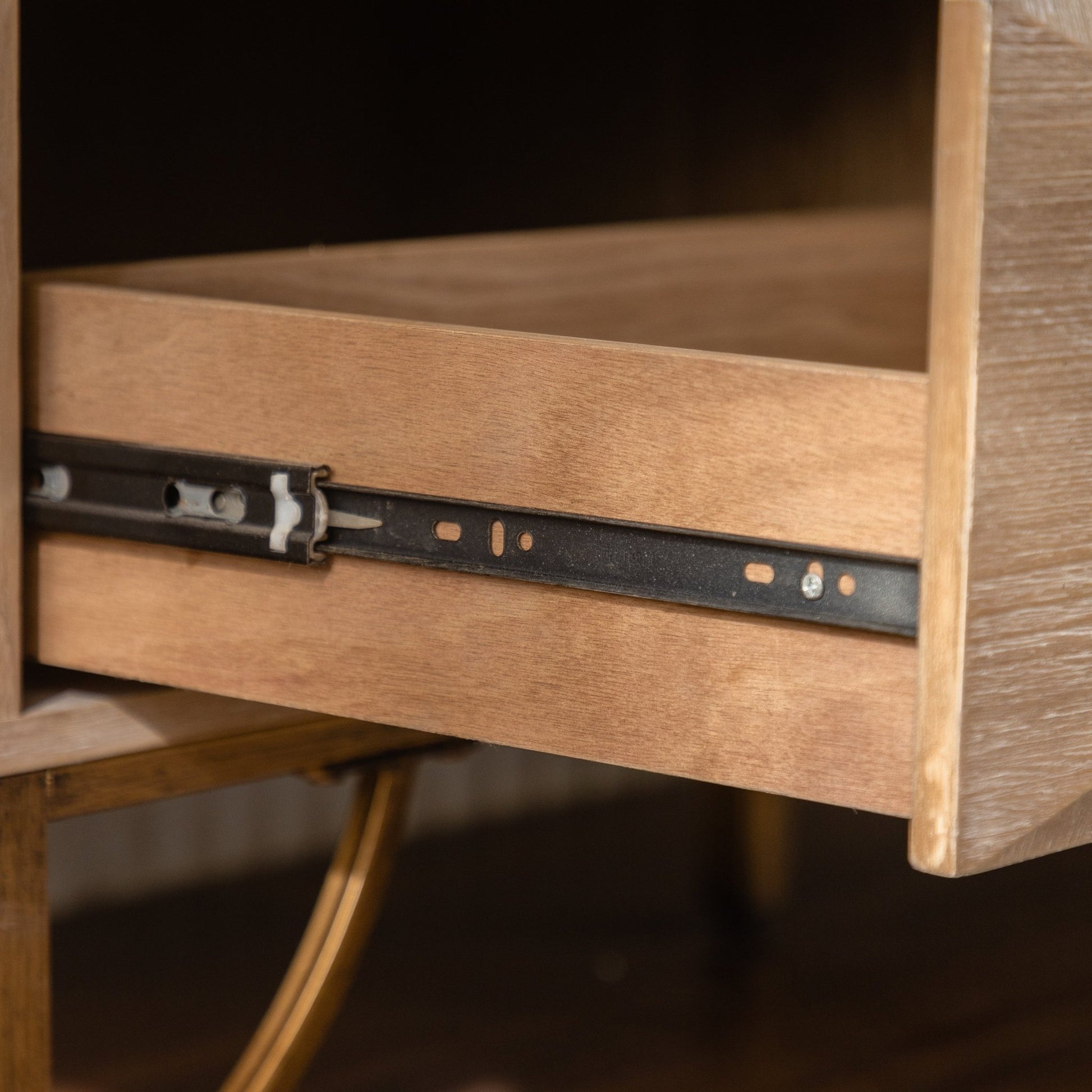 47.24' Light Wood 6 - Drawer Dresser - Geometric Relief Chest of Drawers with Gold Metal Legs, Modern Sideboard Console Table for Living Room/Bedroom - 1st Choice Furniture Direct