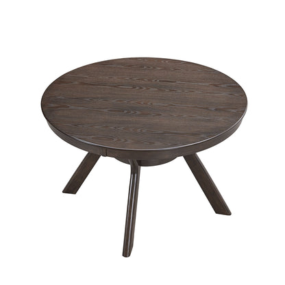 47.24''Round Rubber Wood Dining Table for 4 - 6 with Wooden Trestle Pedestal Base,Modern Kitchen Wooden Table Dinner Table for Dining Room, Living Room,Brown(1 Table) - 1st Choice Furniture Direct