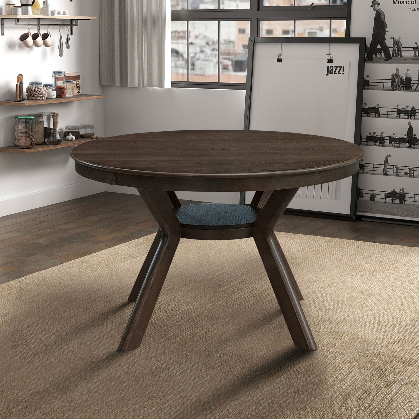 47.24''Round Rubber Wood Dining Table for 4 - 6 with Wooden Trestle Pedestal Base,Modern Kitchen Wooden Table Dinner Table for Dining Room, Living Room,Brown(1 Table) - 1st Choice Furniture Direct