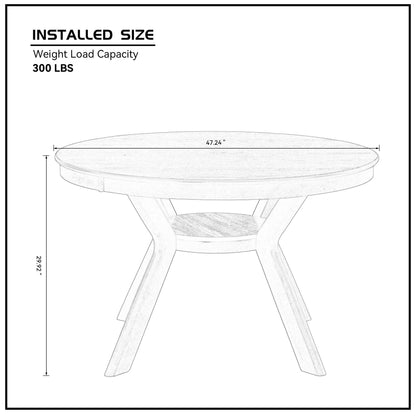 47.24''Round Rubber Wood Dining Table for 4 - 6 with Wooden Trestle Pedestal Base,Modern Kitchen Wooden Table Dinner Table for Dining Room, Living Room,Brown(1 Table) - 1st Choice Furniture Direct
