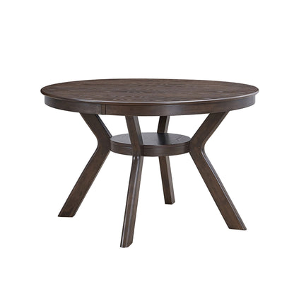 47.24''Round Rubber Wood Dining Table for 4 - 6 with Wooden Trestle Pedestal Base,Modern Kitchen Wooden Table Dinner Table for Dining Room, Living Room,Brown(1 Table) - 1st Choice Furniture Direct