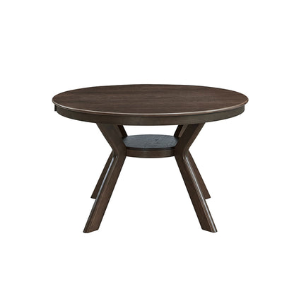 47.24''Round Rubber Wood Dining Table for 4 - 6 with Wooden Trestle Pedestal Base,Modern Kitchen Wooden Table Dinner Table for Dining Room, Living Room,Dark Brown(1Table) - 1st Choice Furniture Direct