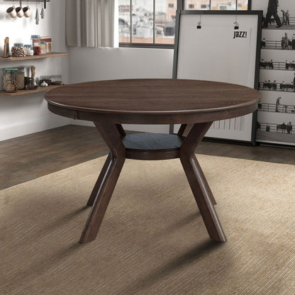 47.24''Round Rubber Wood Dining Table for 4 - 6 with Wooden Trestle Pedestal Base,Modern Kitchen Wooden Table Dinner Table for Dining Room, Living Room,Dark Brown(1Table) - 1st Choice Furniture Direct