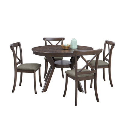 47.24''Round Rubber Wood Dining Table for 4 - 6 with Wooden Trestle Pedestal Base,Modern Kitchen Wooden Table Dinner Table for Dining Room, Living Room,Dark Brown(1Table) - 1st Choice Furniture Direct