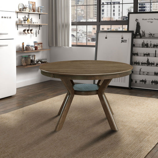 47.24''Round Rubber Wood Dining Table for 4 - 6 with Wooden Trestle Pedestal Base,Modern Kitchen Wooden Table Dinner Table for Dining Room, Living Room,Oak(1Table) - 1st Choice Furniture Direct