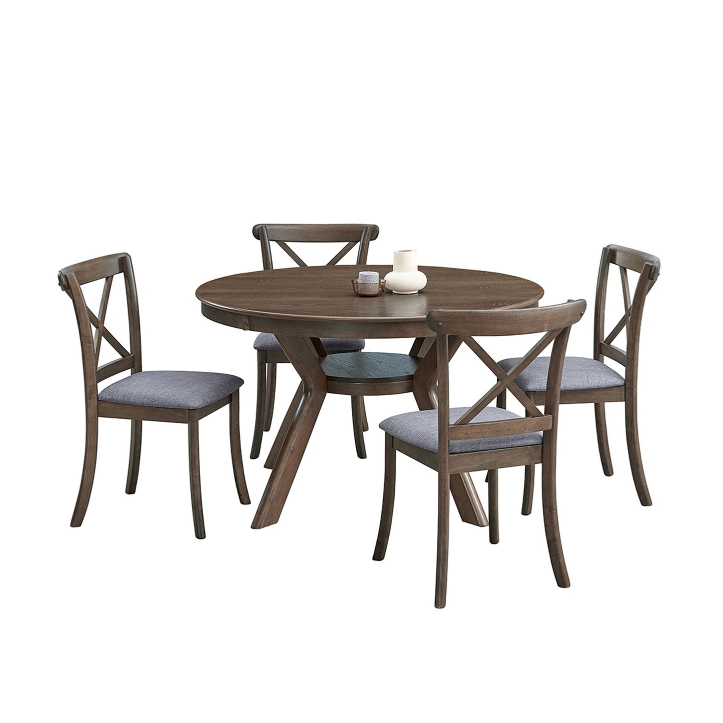 47.24''Round Rubber Wood Dining Table for 4 - 6 with Wooden Trestle Pedestal Base,Modern Kitchen Wooden Table Dinner Table for Dining Room, Living Room,Oak(1Table) - 1st Choice Furniture Direct