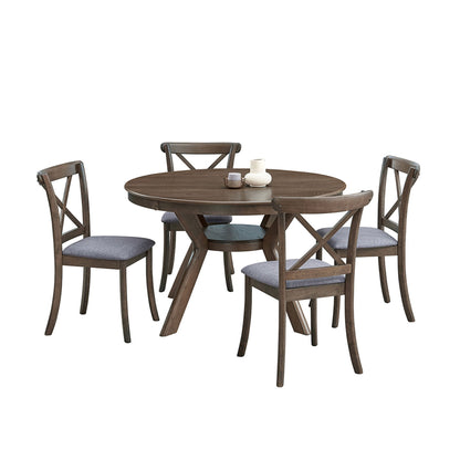 47.24''Round Rubber Wood Dining Table for 4 - 6 with Wooden Trestle Pedestal Base,Modern Kitchen Wooden Table Dinner Table for Dining Room, Living Room,Oak(1Table) - 1st Choice Furniture Direct