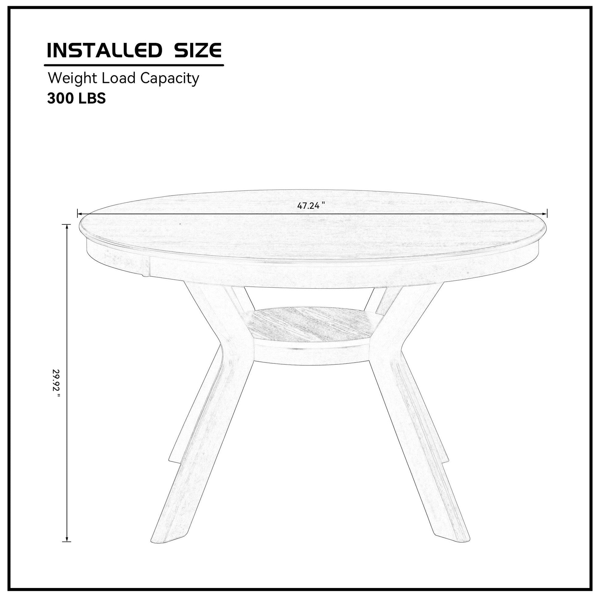 47.24''Round Rubber Wood Dining Table for 4 - 6 with Wooden Trestle Pedestal Base,Modern Kitchen Wooden Table Dinner Table for Dining Room, Living Room,Oak(1Table) - 1st Choice Furniture Direct