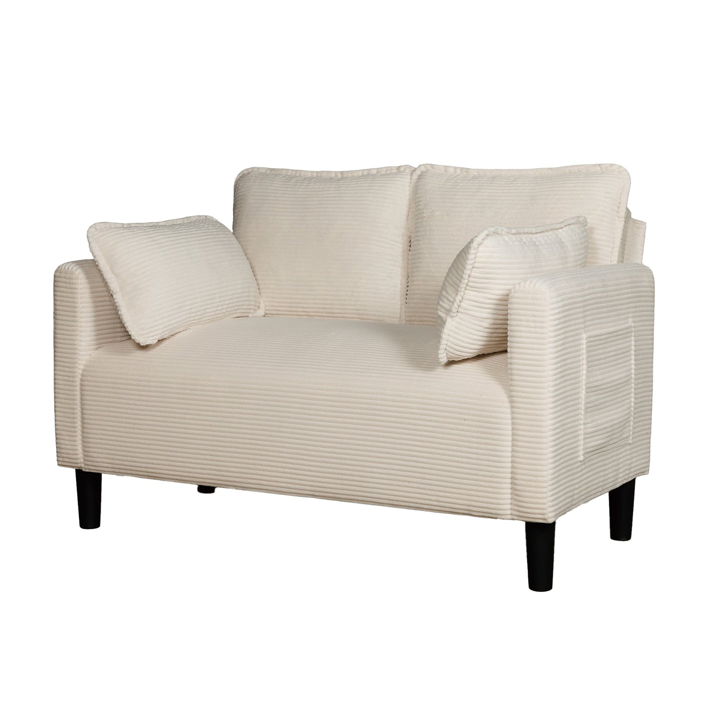 48' Soft Corduroy Loveseat Couch W/Soft Cushions,Side Storage Pocket,Sturdy Composite Board & Solid Wood Frame, High Rebound Sponge,Easy Assembly,Ideal for Living Room,Apartment,Dorm,Office. - 1st Choice Furniture Direct