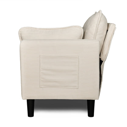 48' Soft Corduroy Loveseat Couch W/Soft Cushions,Side Storage Pocket,Sturdy Composite Board & Solid Wood Frame, High Rebound Sponge,Easy Assembly,Ideal for Living Room,Apartment,Dorm,Office. - 1st Choice Furniture Direct