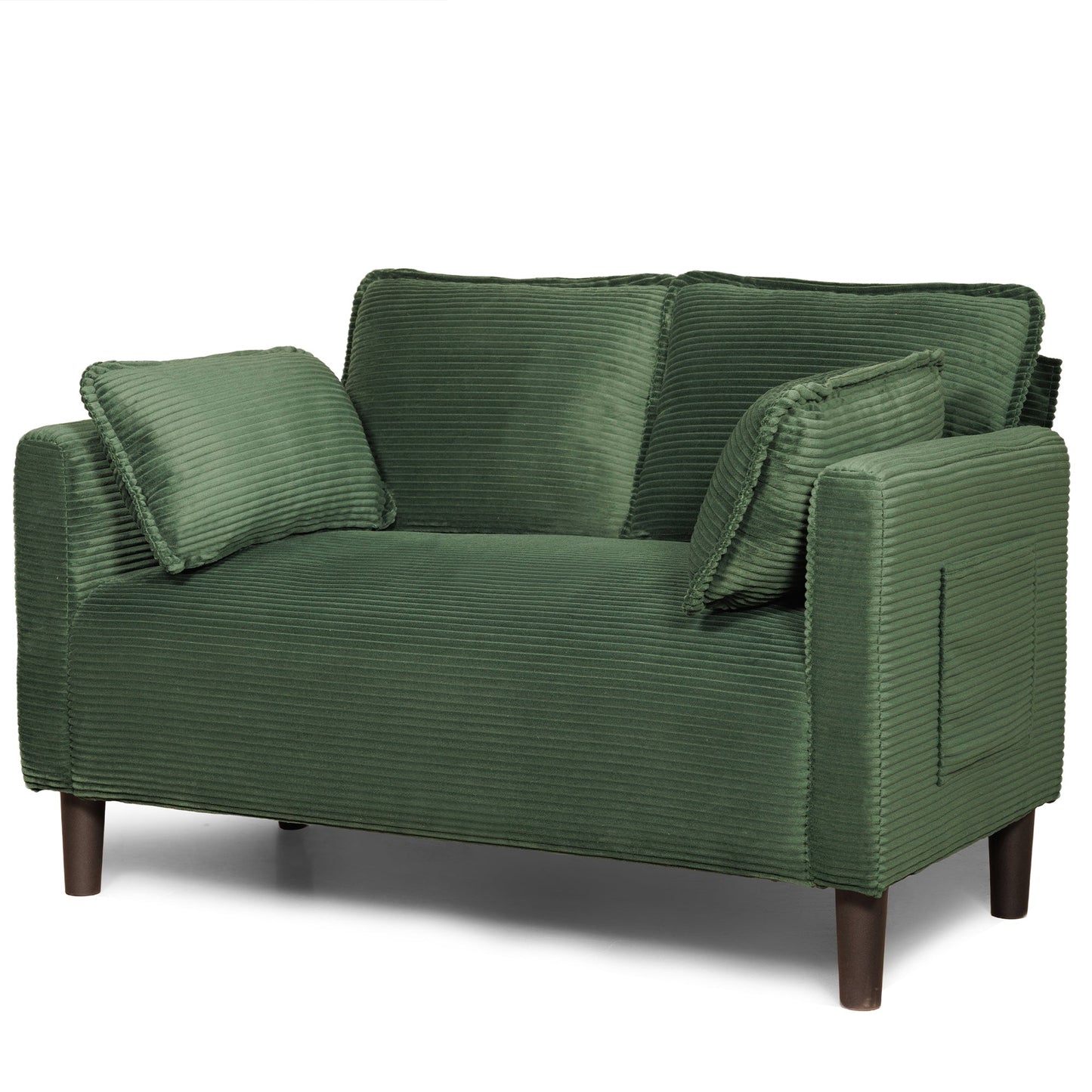 48' Soft Corduroy Loveseat Couch W/Soft Cushions,Side Storage Pocket,Sturdy Composite Board & Solid Wood Frame, High Rebound Sponge,Easy Assembly,Ideal for Living Room,Apartment,Dorm,Office. - 1st Choice Furniture Direct