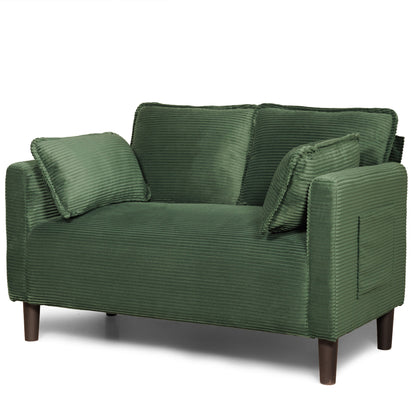 48' Soft Corduroy Loveseat Couch W/Soft Cushions,Side Storage Pocket,Sturdy Composite Board & Solid Wood Frame, High Rebound Sponge,Easy Assembly,Ideal for Living Room,Apartment,Dorm,Office. - 1st Choice Furniture Direct