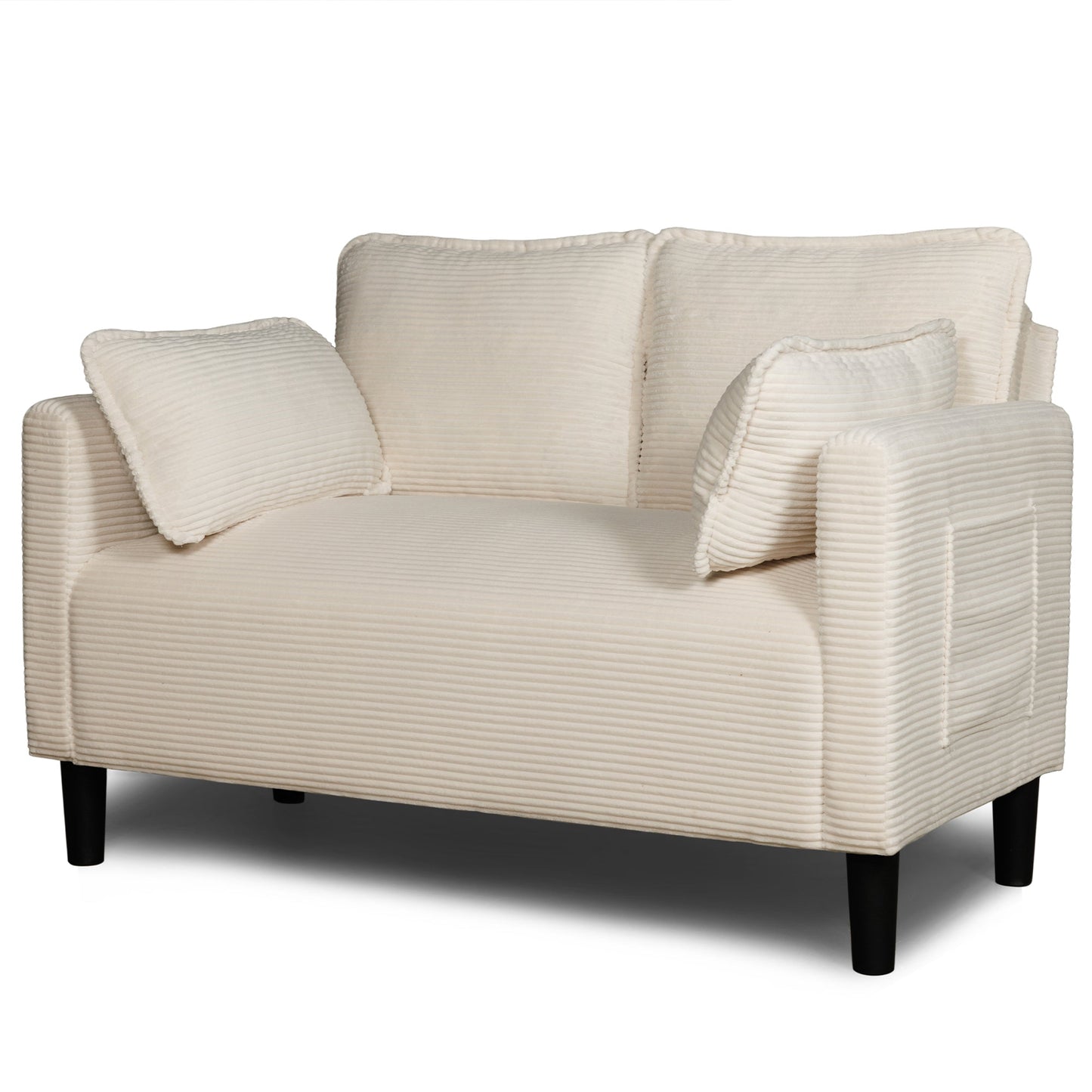 48' Soft Corduroy Loveseat Couch W/Soft Cushions,Side Storage Pocket,Sturdy Composite Board & Solid Wood Frame, High Rebound Sponge,Easy Assembly,Ideal for Living Room,Apartment,Dorm,Office. - 1st Choice Furniture Direct