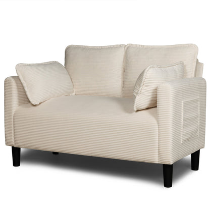48' Soft Corduroy Loveseat Couch W/Soft Cushions,Side Storage Pocket,Sturdy Composite Board & Solid Wood Frame, High Rebound Sponge,Easy Assembly,Ideal for Living Room,Apartment,Dorm,Office. - 1st Choice Furniture Direct