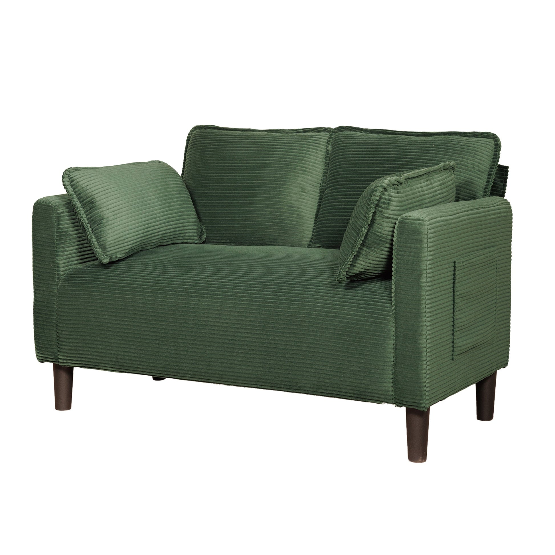 48' Soft Corduroy Loveseat Couch W/Soft Cushions,Side Storage Pocket,Sturdy Composite Board & Solid Wood Frame, High Rebound Sponge,Easy Assembly,Ideal for Living Room,Apartment,Dorm,Office. - 1st Choice Furniture Direct