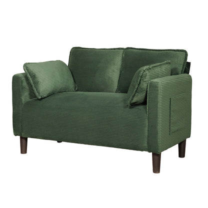 48' Soft Corduroy Loveseat Couch W/Soft Cushions,Side Storage Pocket,Sturdy Composite Board & Solid Wood Frame, High Rebound Sponge,Easy Assembly,Ideal for Living Room,Apartment,Dorm,Office. - 1st Choice Furniture Direct