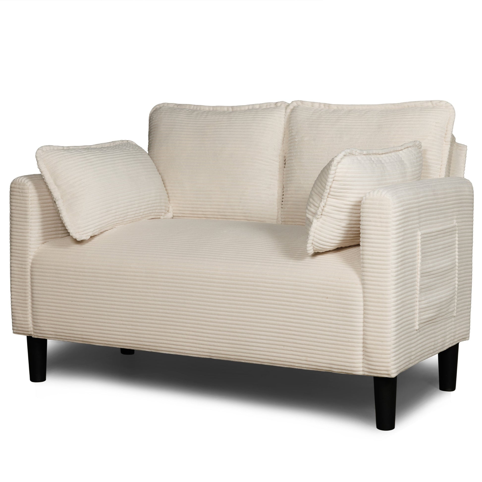 48' Soft Corduroy Loveseat Couch W/Soft Cushions,Side Storage Pocket,Sturdy Composite Board & Solid Wood Frame, High Rebound Sponge,Easy Assembly,Ideal for Living Room,Apartment,Dorm,Office. - 1st Choice Furniture Direct