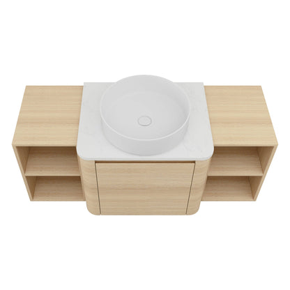 48'' Wall - Mounted Bathroom Vanity With Ceramic Art Sink, and 2 - Storage Shelves, Soft - Close Door, KD - Packing, Plywood - 1st Choice Furniture Direct