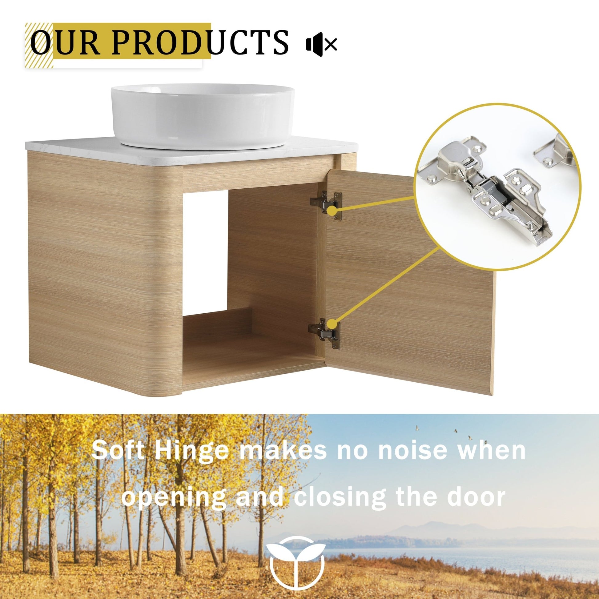 48'' Wall - Mounted Bathroom Vanity With Ceramic Art Sink, and 2 - Storage Shelves, Soft - Close Door, KD - Packing, Plywood - 1st Choice Furniture Direct