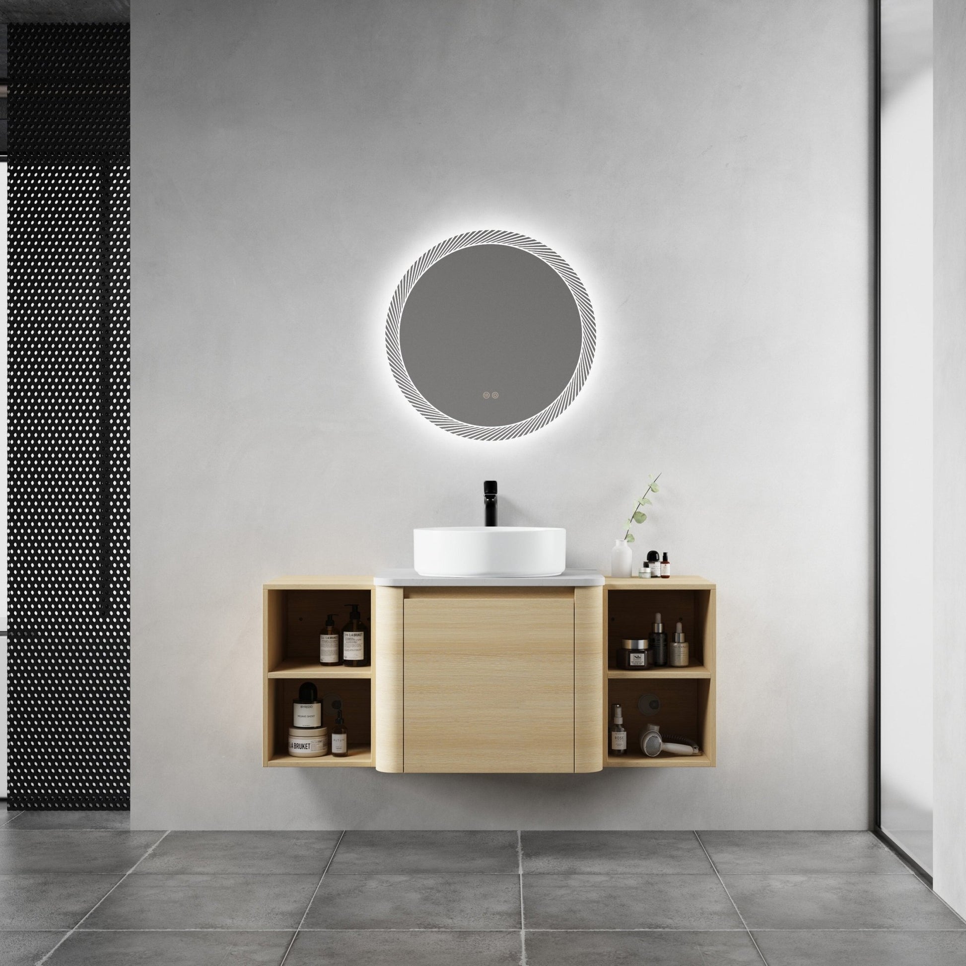48'' Wall - Mounted Bathroom Vanity With Ceramic Art Sink, and 2 - Storage Shelves, Soft - Close Door, KD - Packing, Plywood - 1st Choice Furniture Direct