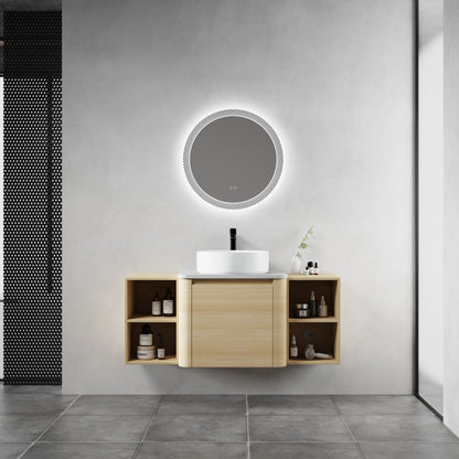 48'' Wall - Mounted Bathroom Vanity With Ceramic Art Sink, and 2 - Storage Shelves, Soft - Close Door, KD - Packing, Plywood - 1st Choice Furniture Direct