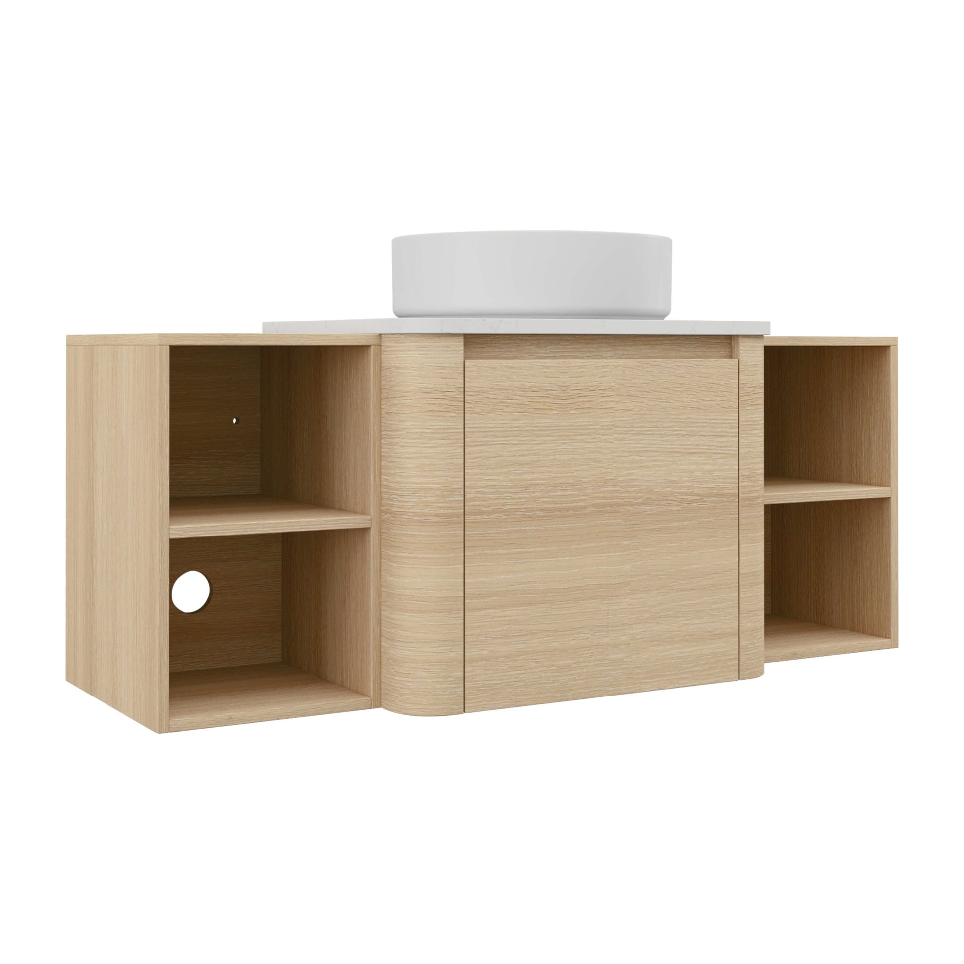 48'' Wall - Mounted Bathroom Vanity With Ceramic Art Sink, and 2 - Storage Shelves, Soft - Close Door, KD - Packing, Plywood - 1st Choice Furniture Direct