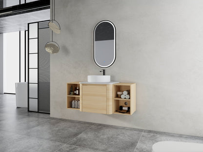48'' Wall - Mounted Bathroom Vanity With Ceramic Art Sink, and 2 - Storage Shelves, Soft - Close Door, KD - Packing, Plywood - 1st Choice Furniture Direct