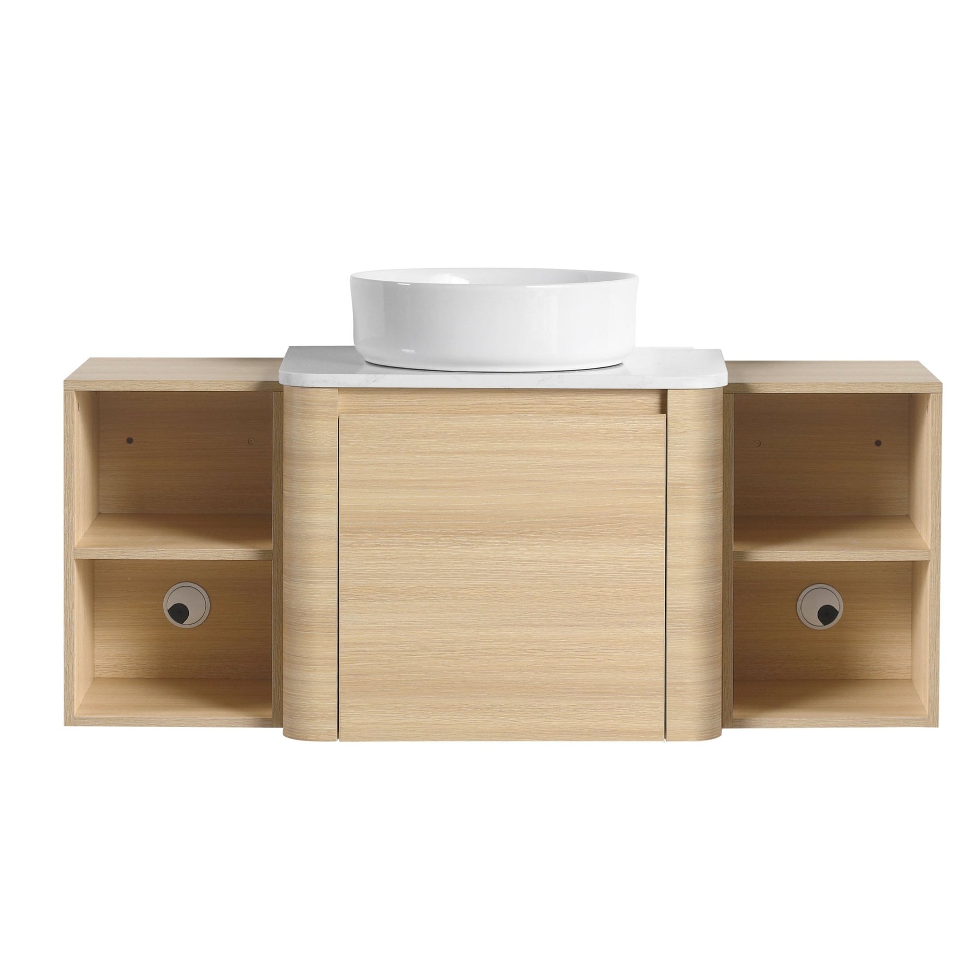 48'' Wall - Mounted Bathroom Vanity With Ceramic Art Sink, and 2 - Storage Shelves, Soft - Close Door, KD - Packing, Plywood - 1st Choice Furniture Direct