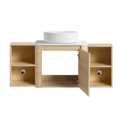 48'' Wall - Mounted Bathroom Vanity With Ceramic Art Sink, and 2 - Storage Shelves, Soft - Close Door, KD - Packing, Plywood - 1st Choice Furniture Direct