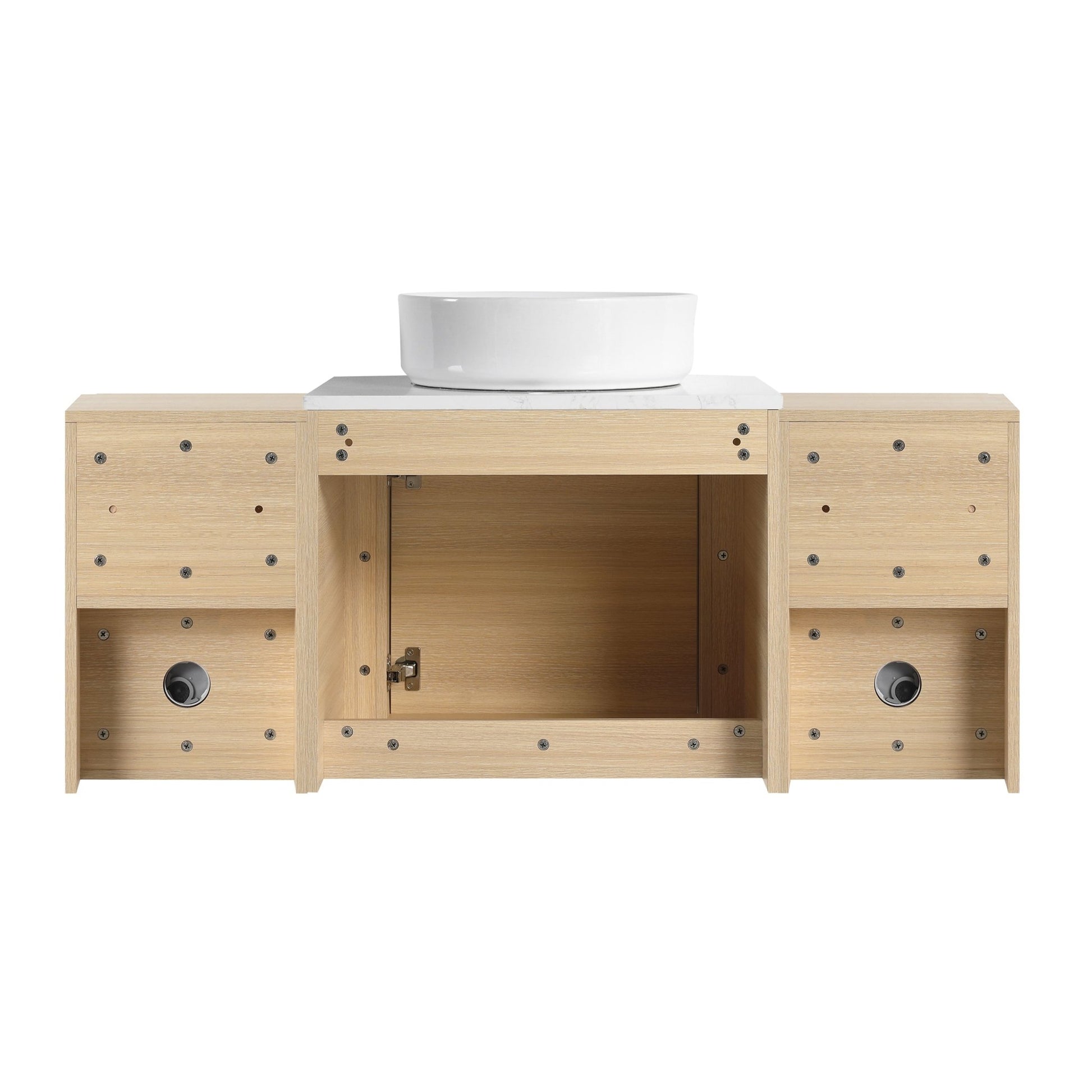 48'' Wall - Mounted Bathroom Vanity With Ceramic Art Sink, and 2 - Storage Shelves, Soft - Close Door, KD - Packing, Plywood - 1st Choice Furniture Direct