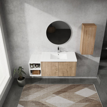 48' Wall - Mounted Bathroom Vanity With Sink and Side Cabinet, Soft Close Doors,00112IMO - 0636IMO - 0612GWH Combination Cabinet(KD - Packing) - 1st Choice Furniture Direct