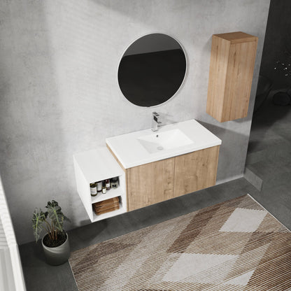 48' Wall - Mounted Bathroom Vanity With Sink and Side Cabinet, Soft Close Doors,00112IMO - 0636IMO - 0612GWH Combination Cabinet(KD - Packing) - 1st Choice Furniture Direct