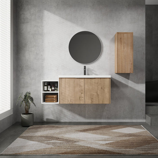 48' Wall - Mounted Bathroom Vanity With Sink and Side Cabinet, Soft Close Doors,00112IMO - 0636IMO - 0612GWH Combination Cabinet(KD - Packing) - 1st Choice Furniture Direct