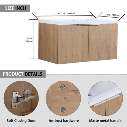 48' Wall - Mounted Bathroom Vanity With Sink and Side Cabinet, Soft Close Doors,00112IMO - 0636IMO - 0612GWH Combination Cabinet(KD - Packing) - 1st Choice Furniture Direct