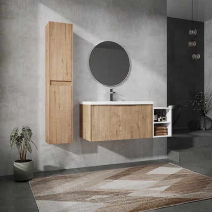 48' Wall - Mounted Bathroom Vanity With Sink and Side Cabinet, Soft Close Doors,00112IMOx2 - 0636IMO - 0612GWH Combination Cabinet(KD - Packing) - 1st Choice Furniture Direct