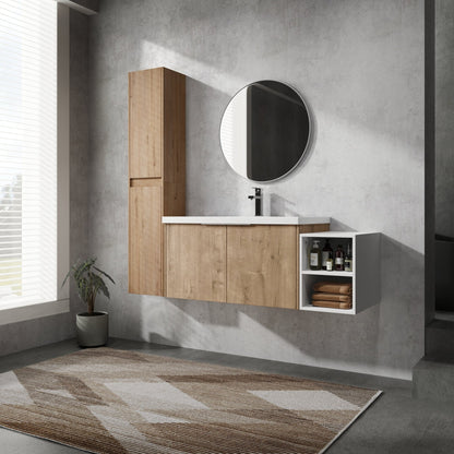 48' Wall - Mounted Bathroom Vanity With Sink and Side Cabinet, Soft Close Doors,00112IMOx2 - 0636IMO - 0612GWH Combination Cabinet(KD - Packing) - 1st Choice Furniture Direct